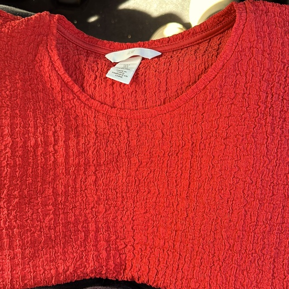 H&M Textured Jersey Top in red, Size S - Picture 5 of 9